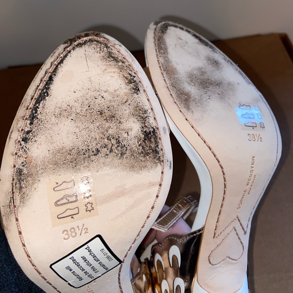 Sophia Webster Evangeline White & Rose Gold High Heel Sandals, size 8.5 - Picture 6 of 9